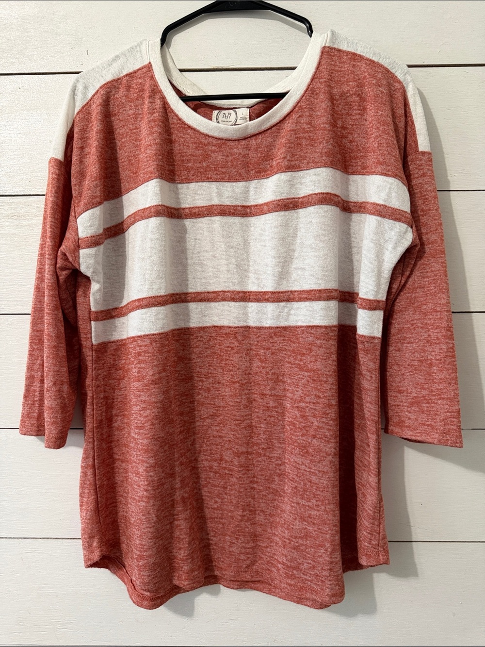 Maurices Rust and White Striped Long Sleeve Top